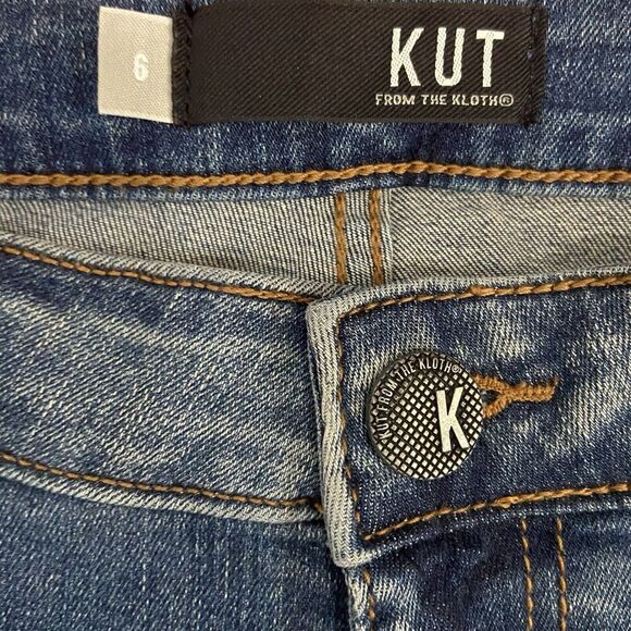 Kut From The Kloth Donna Ankle Skinny Distressed Jeans Blue Size 6 - Picture 3 of 9